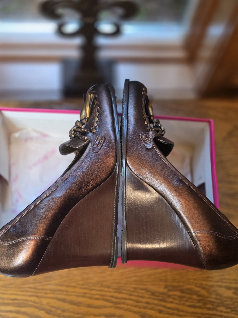 BCBGeneration Bronze Brown Leather Loafers, Vintage New Old Stock. Sz 9 - Picture 4 of 9